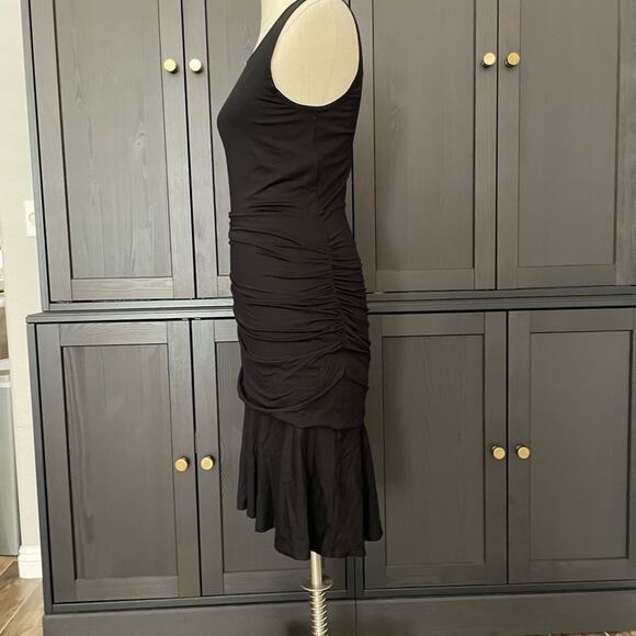 Diane Von Furstenberg Black Ruched Dress Size Small - Picture 3 of 10
